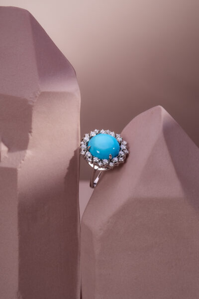 Anel Turquesa e Diamantes